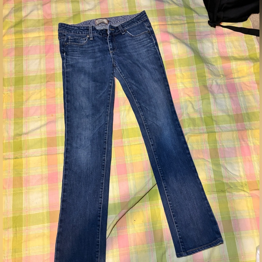 Paige straight leg dark wash denim jeans